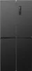 A front view of a black French door refrigerator. Produktbild-Vorschau