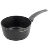 A black saucepan with a speckled interior and a gray handle is shown against a white background. Produktbild-Vorschau