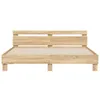 A wooden bed frame with a slatted base and a slatted headboard, shown from the front on a white background. Voir les images du produit