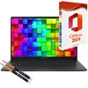 A laptop and a box of Microsoft Office 2024 are displayed together, with two pens in the foreground. Produktbild-Vorschau