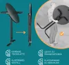 A diagram showing a foldable table and a person carrying it, with feature callouts. Produktbild-Vorschau