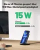 A desk with a computer monitor, a person's hand typing on a keyboard, and a wireless charger with a phone on it. Produktbild-Vorschau