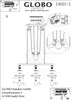 Instructional diagram for a Globo Lighting fixture, showing assembly steps and electrical connections. Anteprima dell’immagine prodotto