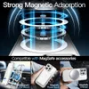Collage showing a phone case with magnetic adsorption features and compatibility with MagSafe accessories, including car mounts, power banks, and chargers. Produktbild-Vorschau