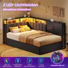 AODEMOKO Polsterbett mit LED-Beleuchtung, Ladestation, 2 Produktbild-Vorschau 6