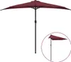 A half-round patio umbrella is shown against a white background, with a smaller inset image showing the umbrella tilted. Náhľad obrázku produktu