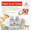 Marketing image featuring Italian landmarks and biscotti, promoting a Tuscan product. Produktbild-Vorschau