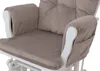 A close-up view of a gray corduroy upholstered rocking chair with a white frame. Anteprima dell’immagine prodotto