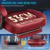 A collage showing a gaming chair cushion and a comparison between different chair cushion widths. Voir les images du produit