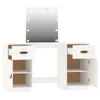 The Living Store Schminktisch-Set mit LED Weiß Massivholz Produktbild-Vorschau 5