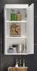 A white cabinet with open doors displaying various bathroom items on shelves. Podgląd zdjęcia produktu