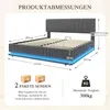 140x200 Cord Polsterbett Grau mit LED & USB-C Ladefunktion, Produktbild-Vorschau 3