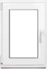 A white PVC window with a clear glass pane and a white handle. Anteprima dell’immagine prodotto