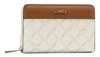 A white and brown L.CREDI wallet with a repeating L.CREDI and MUNICH pattern. Produktbild-Vorschau