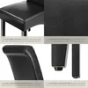 A collage of four close-up images of a black upholstered chair, highlighting its features. Produktbild-Vorschau