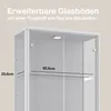 Close-up of a glass display cabinet, showing dimensions and lighting. Náhled obrázku produktu