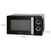 A black microwave oven with dimensions indicated on the image, set against a white background. Náhled obrázku produktu