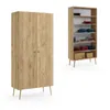 NATURA Armoire 87cm 5 Étagères Chêne Craft Doré Boho Pieds Voir les images du produit 2