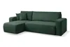 A dark green corduroy sectional sofa with two throw pillows, displayed against a white background. Voir les images du produit