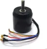 A black brushless motor with a silver shaft and colored wires is shown against a white background. Náhled obrázku produktu