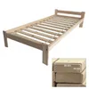 A wooden bed frame with a slatted base, shown from a slightly elevated angle against a white background. A close-up inset shows dimensions of wooden slats. Produktbild-Vorschau