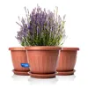 Pot de fleurs BigDean 40 cm avec soucoupe, rond, en terre Voir les images du produit 2