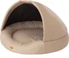 A beige dog bed with a canopy. Anteprima dell’immagine prodotto