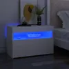 vidaXL Table de nuit avec lampes LED Blanc 60x35x40 cm Bois Voir les images du produit 2