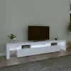 A white TV stand with LED lighting is shown in a room. Náhled obrázku produktu