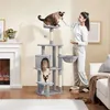 Yaheetech Katzenbaum Katzenkratzbaum 145 cm Stabiler Produktbild-Vorschau 1