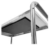 A close-up view of a stainless steel serving trolley. Produktbild-Vorschau