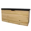 A wooden storage chest with a black upholstered lid, shown against a white background. Anteprima dell’immagine prodotto