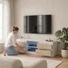 Szafka RTV 138cm AGA biała sonoma matowa pod telewizor 4 Podgląd zdjęcia produktu 4