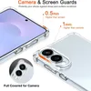 Close-up of a transparent phone case highlighting its protective features for the camera and screen. Produktbild-Vorschau