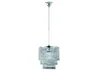 A pendant light fixture with multiple tiers of clear, faceted glass or crystal elements hanging from a silver cord and ceiling mount. Produktbild-Vorschau