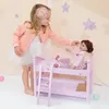 Růžová patrová postel pro panenky 18" Dřevěný nábytek do Náhled obrázku produktu 2