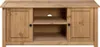 A wooden TV stand with two doors and open shelving in the center. Náhled obrázku produktu
