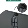 A close-up view of a shower head adapter, with a magnified inset showing the threading. Produktbild-Vorschau