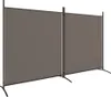 A two-panel room divider with dark gray fabric screens and black metal frames, shown against a white background. Voir les images du produit