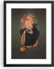 Gerahmtes Poster - Schwarzer Rahmen - Frau Katze Blumen - Produktbild-Vorschau 1