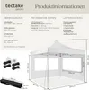 A diagram showing a white gazebo tent with dimensions and technical specifications. Produktbild-Vorschau