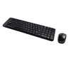 A black wireless keyboard and mouse set on a white background. Produktbild-Vorschau