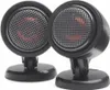 A pair of black car speakers with silver grilles and red accents. Produktbild-Vorschau