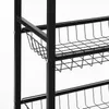A close-up view of a black wire shelf unit, likely a kitchen cart or storage rack, showing the details of the wire baskets and metal frame. Náhled obrázku produktu