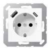 Jung SCHUKOsteckdose m.USB A1520-15CAWW Typ AC alpinweiß Produktbild-Vorschau 1