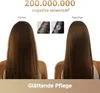 A comparison image showing the effect of a hair dryer on hair, with 'before' and 'after' sections. Produktbild-Vorschau