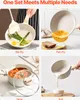 A collage of four images showing different uses of a cookware set: stir-frying, pan-frying, stewing, and boiling. Anteprima dell’immagine prodotto