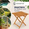 A collage of outdoor scenes and a wooden folding table, with brand logo and text. Produktbild-Vorschau