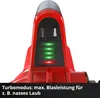 Close-up of the top part of a red leaf blower with control panel and indicator lights. Produktbild-Vorschau