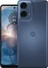 A blue Motorola smartphone is shown from the front and back, with the screen displaying the time and date. Produktbild-Vorschau